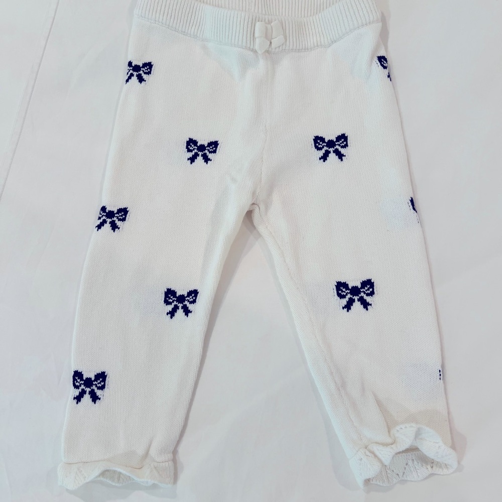 Janie and Jack 12-18M Ivory and Black Knit Pants